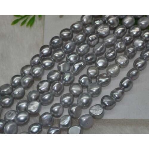 Lots 10 strands AA+ 9-10mm luster grey baroque freshwater pearl loose beads 14.5"