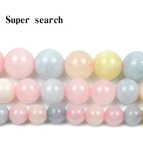 Multicolor Morganite Jades Round stone For Jewelry Making Strand 15"DIY Bracelet Necklace Jewelry Loose Beads 6mm 8mm 10mm