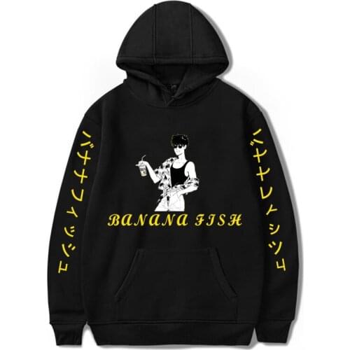 Harajuku Banana Fish Printed Fashion Anime Hoodie Hooded Pullover Coat boys/girls Sweatshirt Streetwear Unisex Ash Lynx Clothes