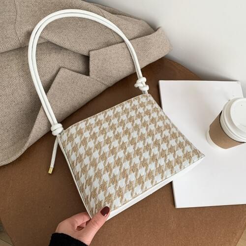 Fashion Cotton Houndstooth Handbag Female Shoulder Crossbody Bag Square Satchels Popular Simple Female Daily Bag