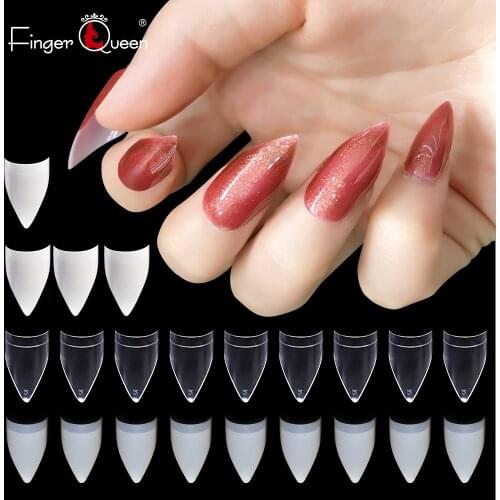 French Fake Nails Artificial Short Pointed Nail Tips Acrylic Stiletto Material Press on False Nails Salon Nail Tool 100pcs ABS