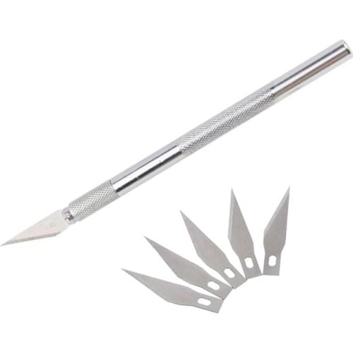 Non-Slip Metal Scalpel Knife Tools Kit Cutter Engraving Craft knives + 6 pcs Blade Mobile Phone Laptop DIY Repair Hand Tools