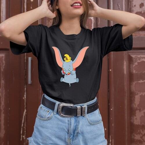 Summer New Products Women T-shirts Short Sleeve Dumbo Cartoon Printing Fashion Outdoor Disney Series T Shirts Female Dropship
