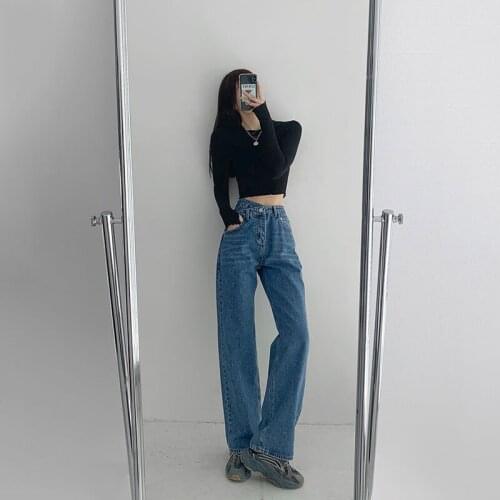 Casual Fashion Straight Denim High Waist Jeans Women Pants Fall Winter 2021 Harajuku Boyfriend Jeans Loose Basic Pants