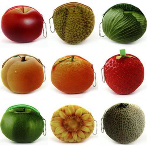 Cute 17 Style 3D Printing Fruits Zipper Plush Coin Purse Kawaii Children Coin Purse B Women Wallets Mini Handbag For Gifts