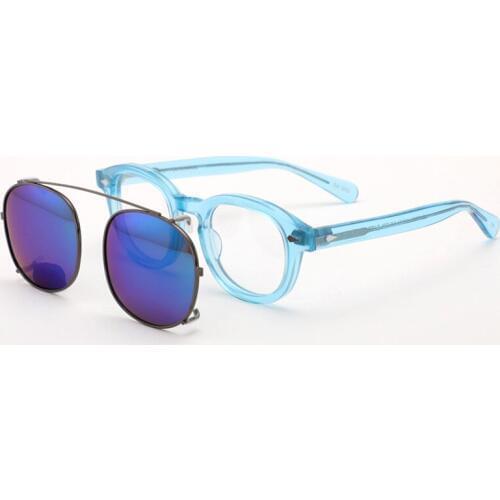 Johnny Depp Glasses Clip On Sunglasses Polarized Lens Men Women Blue Acetate Optical Glasses Frame Brand design Sq088