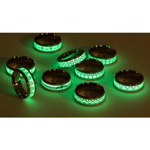 Glow In The Dark Night Light Ring Green Color For Young People Personal Jewelry Finger Accessories Stainless Steel Fingerstall