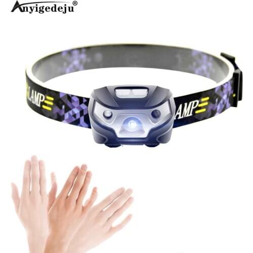 ANYIGEDEJU Mini XPE LED Headlamp Body Motion Sensor Headlight Fishing lantern Camping Flashlight Head Light AAA Torch Flash Lamp