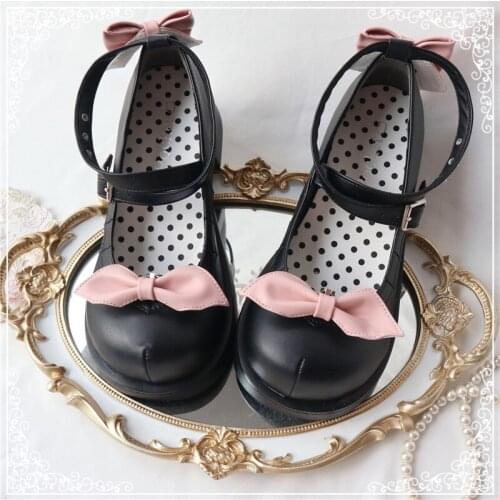 Kawaii Jk Uniform Lolita Shoes Japanese Student Black Women Shoe Mid Heel Anime Cosplay Gothic Rivet Buckle Female Sweet Girls