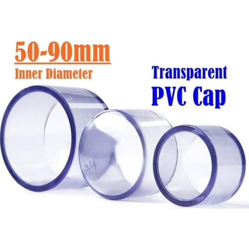 Inner Dia 50-160mm Transparent PVC Pipe End Cap Aquarium Fish Tank Garden Water Connectors UPVC Tube Plug Drinking Water Parts