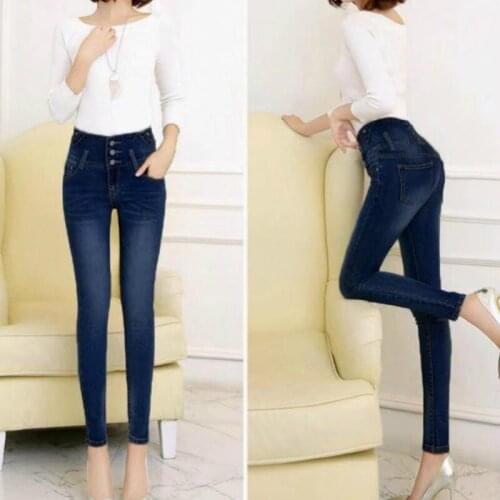 Winter Thick Warm Fleece Woman Denim Pants High Elastic Waist Slim Jeans for Women Autumn Spring Pencil Pant Female