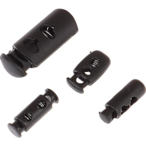 10pcs Black Push Cord Lock Spring Clasp Plastic Stoppers Ends Toggles Clip For Shoes For Apparel Bungee Elastic Rope Parts