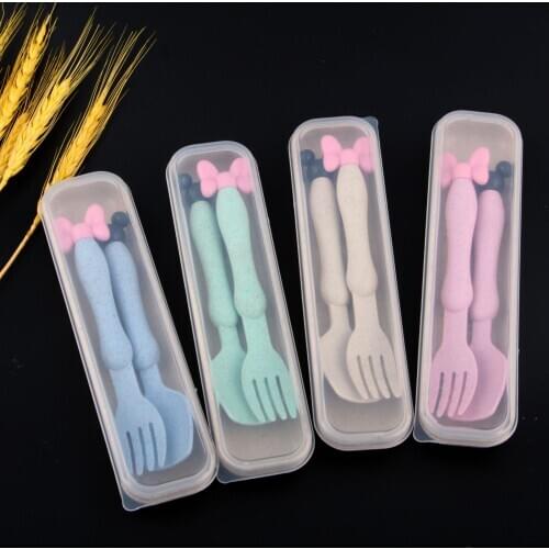2pcs Baby Spoons Feeding Dishes Tableware for Children Flatware Cutlery Spoon Silicone Feeding Soft Head Spoon with Box