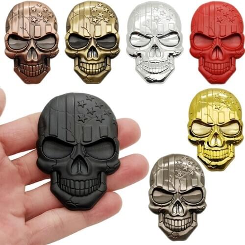 3D Skull Devil Death Flag Metal Car Sticker Decal Car Skeleton Emblem Badge Motorcycle Decorations Decals Stickers for Punisher