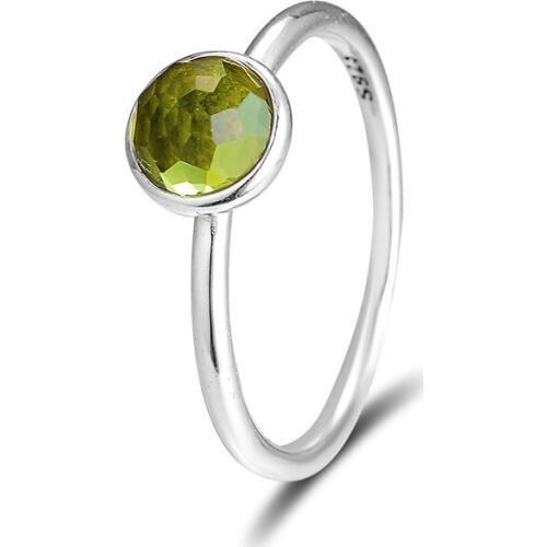 August Droplet Rings With Peridot 100% 925 Sterling Silver Fine Jewelry Free Shipping