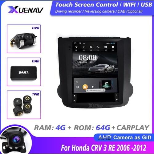 Car Radio Player For Honda CRV 3 RE 2006 -2012 Stereo GPS Navigation DVD Tesla Style Screen Autoradio Player