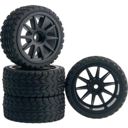 Free Shipping 4 Pcs 1/10 RC On-road Racing Car Tires Rubber Tires + Plastics Wheel Hubs 910B-6017 Diameter 65mm