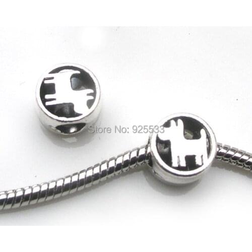 Free Shipping 50pcs 10x10x6.5mm antique silver plated dog design Beads fit European Jewelry Braclet Charms DIY