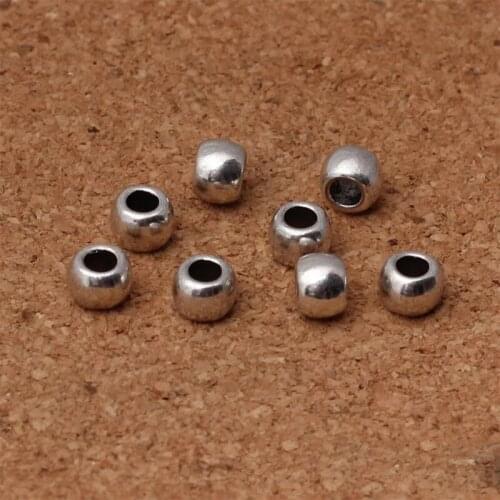 50pcs/lot Fashion Glossy Small Loose Metal Beads DIY Jewelry Making 6mm Barrel Big Hole Zinc Alloy Spacing Beads For Beards Wig