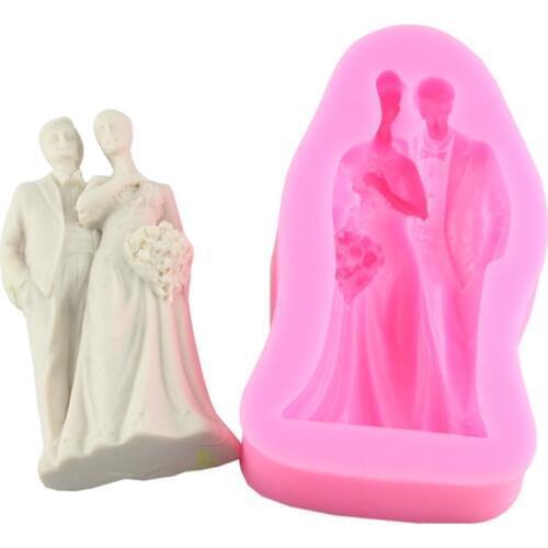 DIY Wedding Couple Lovers Model Silicone Cake Mold Baking Tray Cake Decorating Tools Fondant Chocolate Ice Mould Soap E336