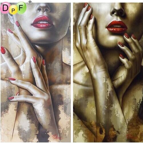 DPF 5D Round full Diamond painting sketch woman DIY Diamond Embroidery Needlework Cross Stitch diamond Mosaic decor art crafts