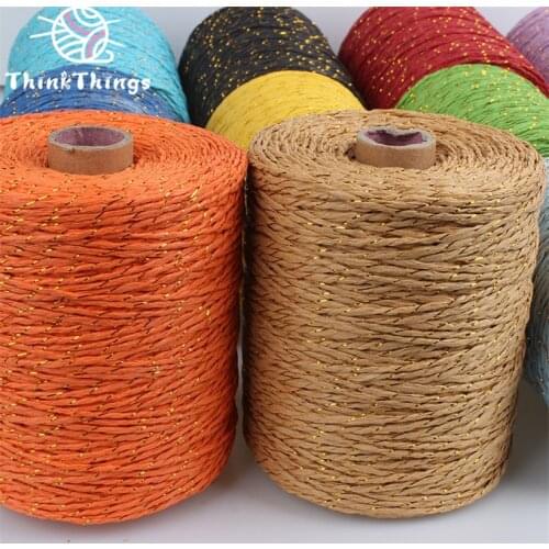 ThinkThings Double Color Raffia Rope Golden Silk Cotton Yarn Straw Thread Woven Hat DIY Crochetting Bag Yarns Weaving Material