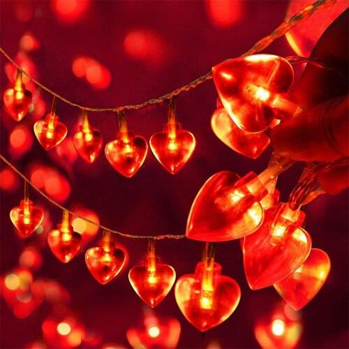 Battery Operated Heart Love Valentine Lights 10/20/30/40leds Heart Shaped String Lights for Wedding Party Birthday Home Decor