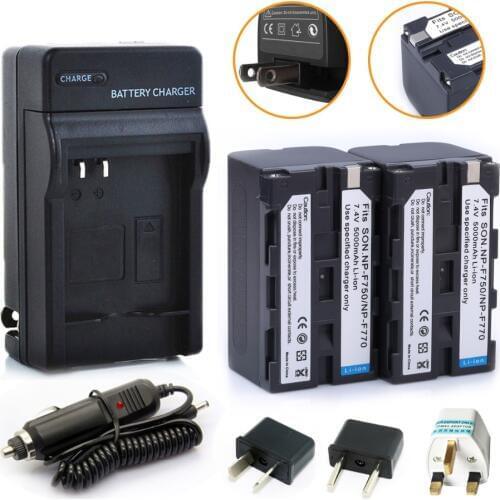 HIBTY 1Pcs 5000mAh NP-F770 NP-F750 NP-F730 battery +Car Charger + Plug Adapter For Sony CCD-RV100 DCR-TRU47E F770 F750