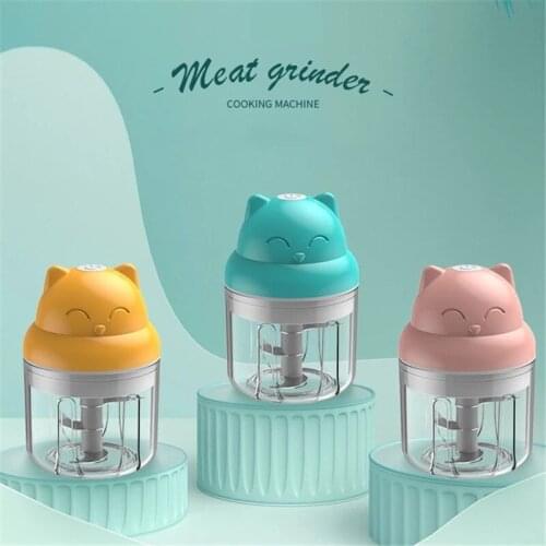 Cat Style Food Chopper 100ML/250ML Electric Garlic Press Masher USB Charging Vegetable Fruit Cutter Crusher Kitchen Accessories