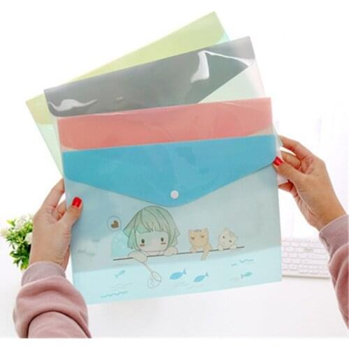 DL Korean A4 PVC file bag cartoon translucent animal lovable material bag semitransparent student test bag Stationery for