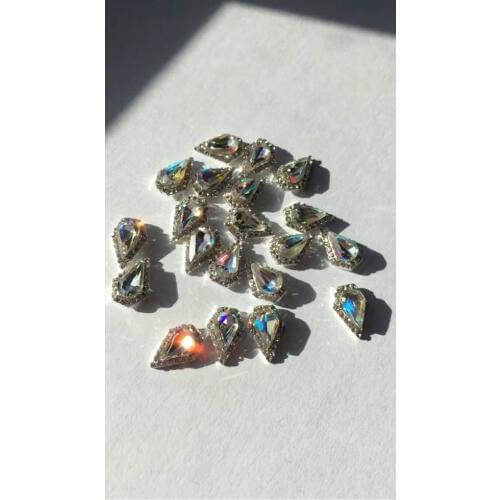 3D Nail Art Raindrop Rhinestone 100Pcs/Lot 8*12mm Alloy Colorful Raindrop Rhinestones Design Nail Art DIY Studs