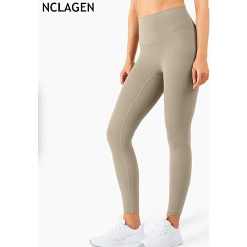 NCLAGEN 2021 Naked Feel Yoga Pants Women Soft Pocket High Waist Gym Fitness Sport Leggings Running NO FRONT SEAM Workout Tight