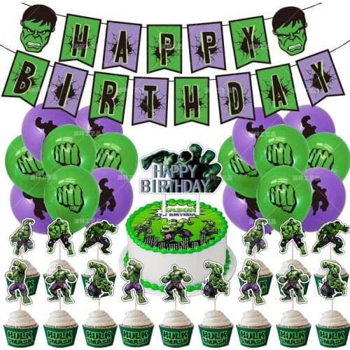 Super Hero Latex Balloon Cake Insert Banner Set Hulk Birthday Party Balloons Kids Birthday Party Decoration Baby Shower Balloons