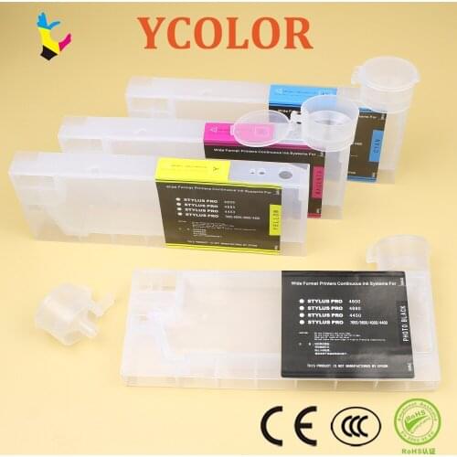 Newest solvent refillable ink cartridges with funnel for Epson stylus pro4880 4800 4400 4450 7600 9600 4000