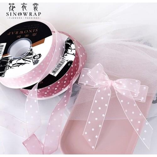 Printed gauze ribbon dot pattern for Christmas party flower shop