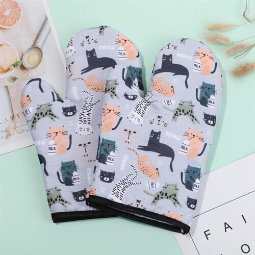 2Pcs Animal Printing Style Gloves Heat Resistant Gloves Microwave Oven Gloves for Kitchen Protection Hand Home