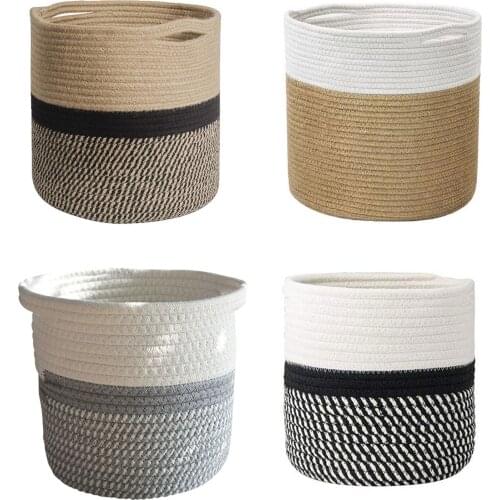 Hand Woven Straw Planter Basket Indoor Outdoor Storage Flower Pot Plant Container Home Living Room Decoration