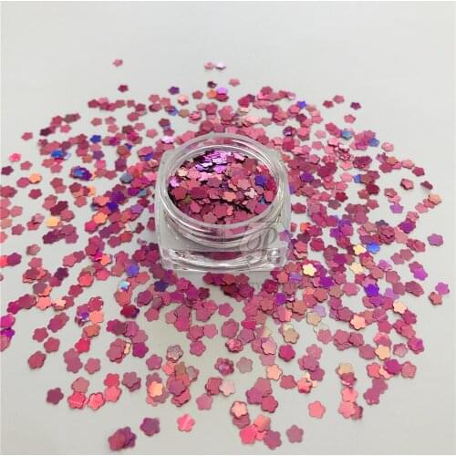 PrettyG 10g-200g Flower Shape 3MM Solvent Resistant Holographic Glitter Gel Nail Art Decoration Handwork DIY Accessories