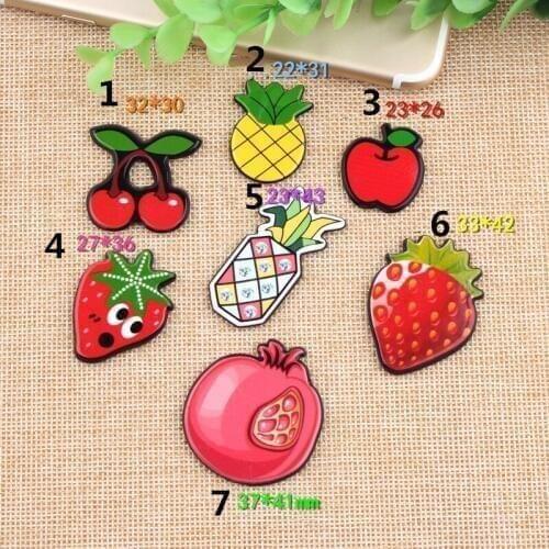 Colorful Fruit Planar Resin Cabochons 10pcs Kawaii Cherry Pineapple Apples Strawberry pomegranate Flatback Cameo Patch Sticker