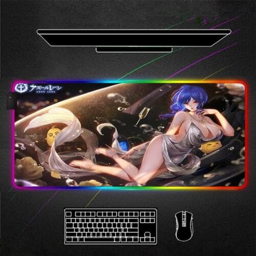 RGB Mouse Pad Black Gamer Accessories Large LED MousePad Anime Gaming Desk Mat with Backlit sexy girl big breasts big buttocks
