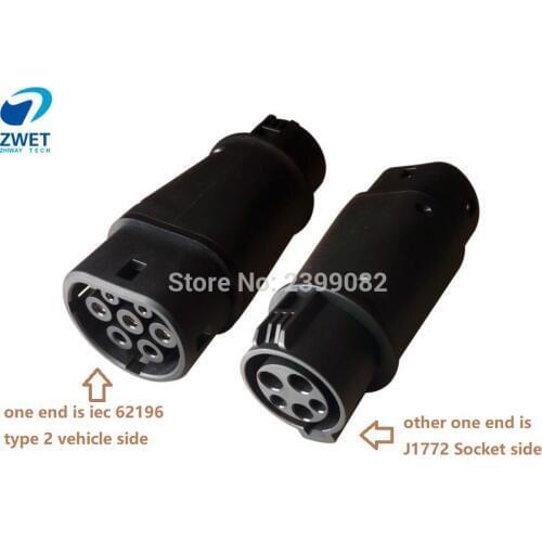 Sae J1772 32A Electric Car Ev Adaptor Connector Socket Type 1 To Type2 Adapter For Car Charging