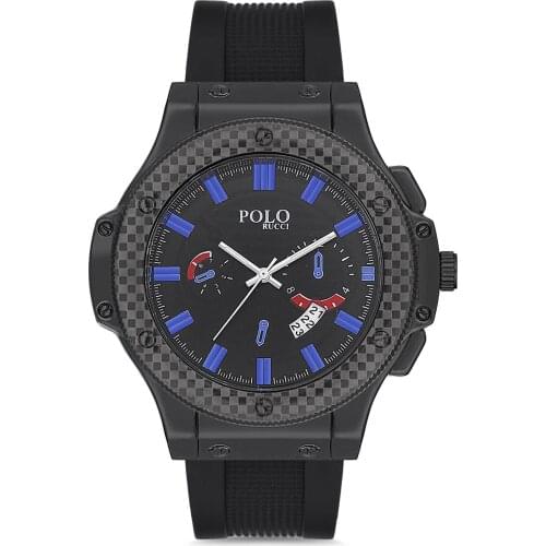 POLO Rucci 2195 Calendar Silicone Watchband Men Wristwatch Watch Case Diameter 42 mm Cord Color Black NDRPR2195SA001