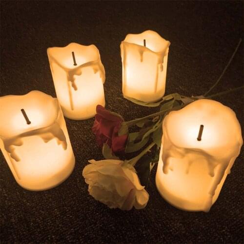 6pcs led candles, battery operated plastic Flameless Pillar Lights For Party Wedding Birthday Festival Romantic Dinner Decor