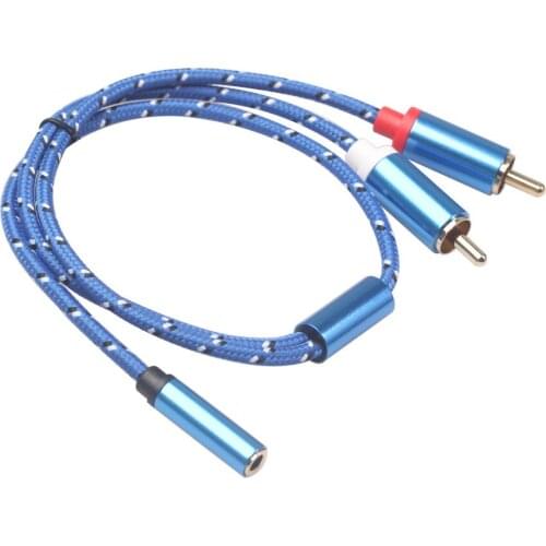 Universal RCA Cable 3.5mm Jack Stereo Audio Cable Female to 2RCA Male Socket to Headphone 3.5 AUX Y Adapter for DVD Amplifiers