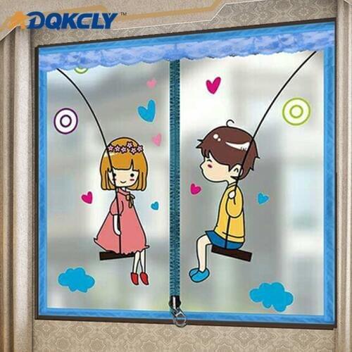 ADQKCLY Winter Thick Windproof Casement Curtains Polyester Fiber Lace Window Screen for Living Kitchen Room with Zipper Design