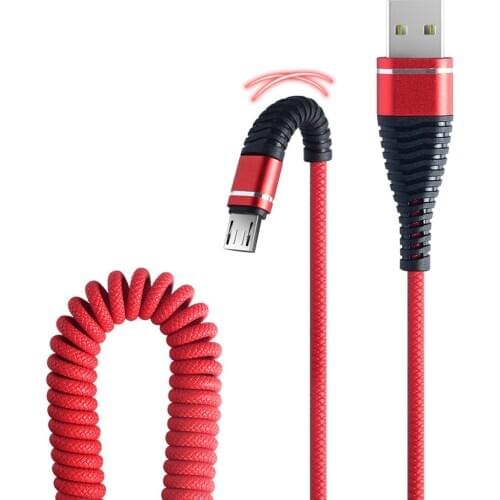 1.2M Micro USB Durable Cable Data Fast Charging Phone Cable Fish Tail Spring For Android Phone Universal Cables