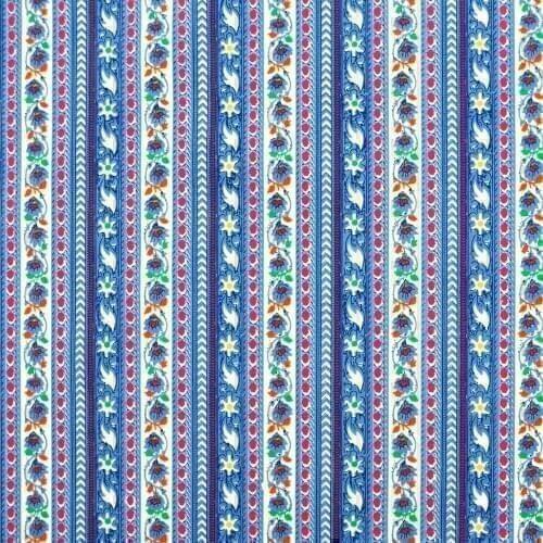 1 yard Cotton Twill Fabric for sewing pathwork, cloth, bedding - Stripe and flower (width=160cm)