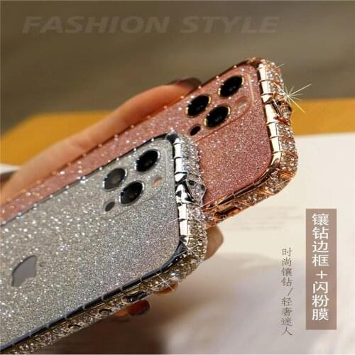 10Pcs/Luxury Diamond Crystal Phone Case For iPhone 12 11Pro X XR MAX 8 7 6 Plus Snake Buckle Frame crystal Frame Cover Bumper
