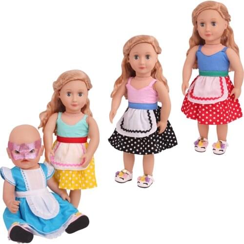 18 Inch American Doll Girls Cute ress Maid Costume Newborn Skirt Baby Toys Accessories Fit 40-43 Cm Boy dolls c783
