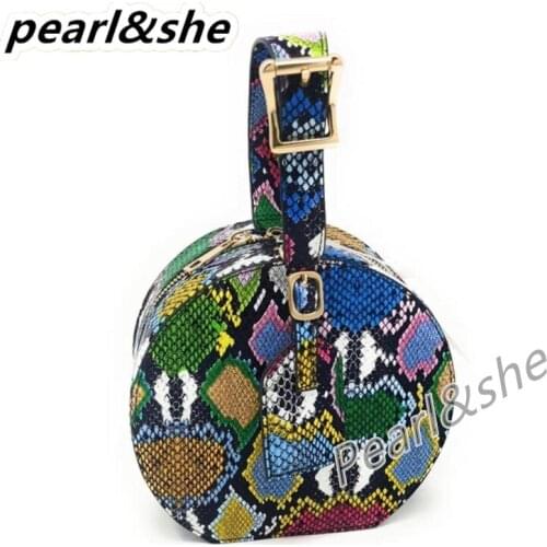 2021 Animal Prints Snake Multi Tie-dye Unique Handbags Female Lady Bags Women With Zipper Casual Circular Bag Purse Package